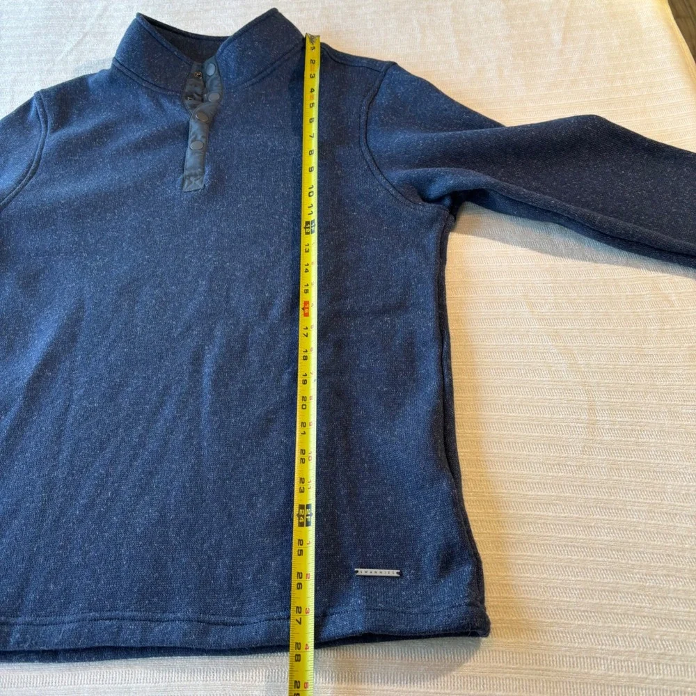Swannies Golf Mens Large Navy Blue Heathered Snap Mock Neck Pullover Sweater